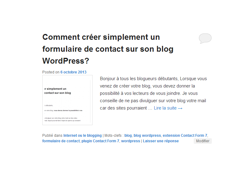Formulaire de Contact Wordpress